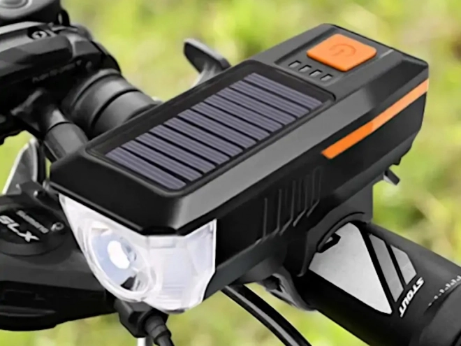 Lumière LED avant pour vélo avec charge solaire et klaxon
