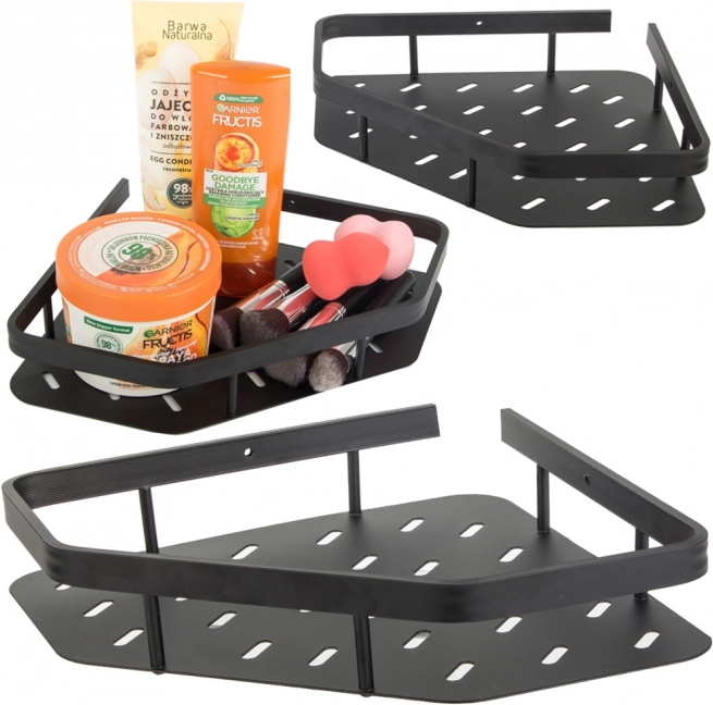 étagère d’angle de salle de bain noire