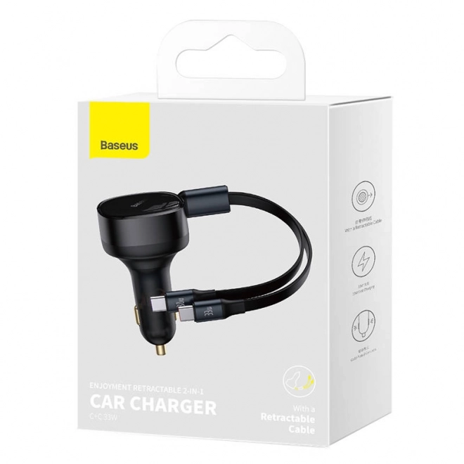 Adaptateur voiture Baseus avec câble USB-C, 33 W