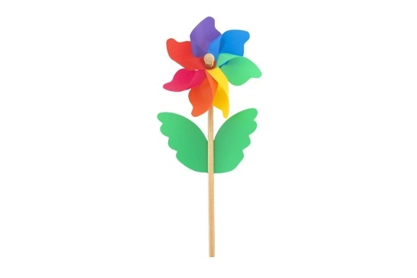 Éolienne colorée 38cm bois/plastique diamètre 15cm