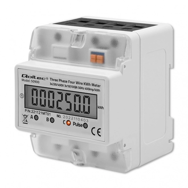 Compteur électronique triphasé | Rail DIN | 400V | LCD | 4P