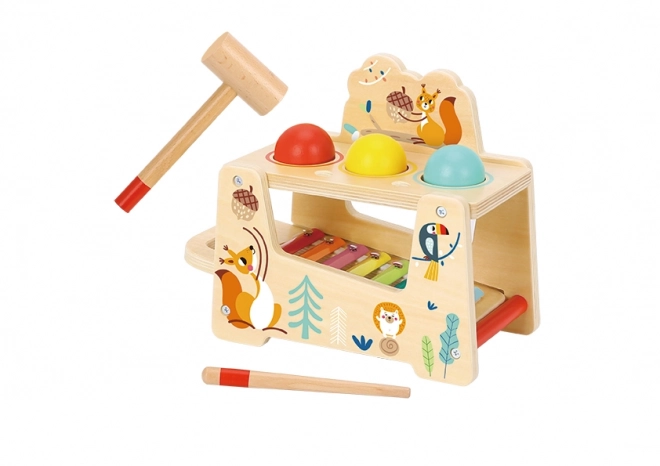 Jouet en bois 2 en 1 avec instrument de musique et animaux