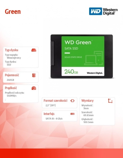 WD Green 240Go SATA SSD 2,5"