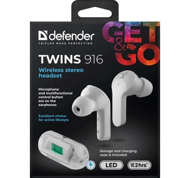 Écouteurs sans fil Twins 916 blanc avec microphone