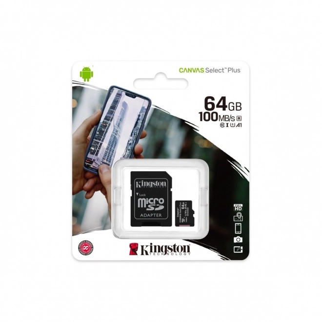 Carte mémoire MicroSD 64GB Canvas Select Plus 100MB/s adaptateur