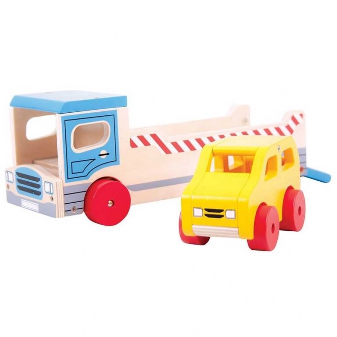 Bigjigs Toys Voiture de remorquage en bois avec voiture personnelle