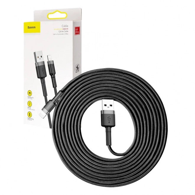 Câble USB Lightning Baseus Cafule 2A 3m (Noir Gris)