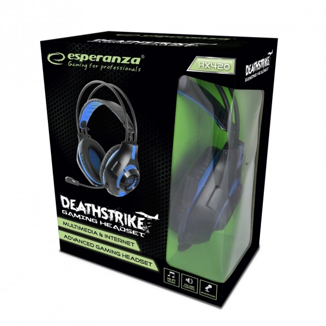 Casque de jeu avec microphone Deathstrike bleu