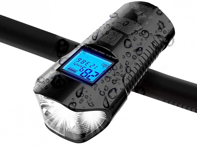Lumière cycliste multifonction 3 en 1 avec LED, compteur de km et klaxon