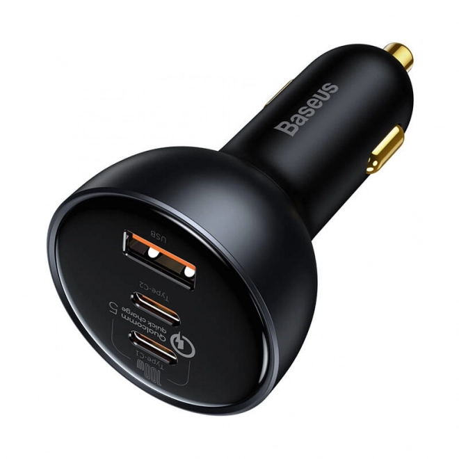 Chargeur de voiture Baseus Qualcomm, USB, 2x USB-C, 160 W (gris)