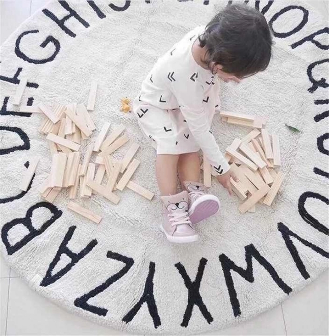 Tapis rond antidérapant 80 x 80 cm - motif alphabet