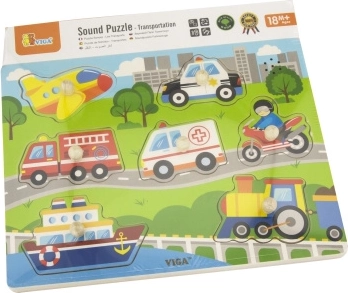 Puzzle sonore en bois moyens de transport Viga