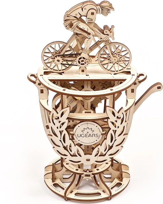 Cycliste mécanique mobile sur trophée