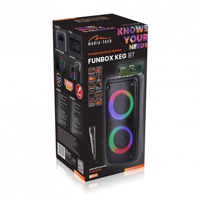 FUNBOX Haut-parleur BT MT3181 Bluetooth 5.0/TWS/MP3/MicroSD/USB/AUX/Égaliseur/Jack 6.3/RGB/USB-C/ RMS 40W/PMPO 1000W