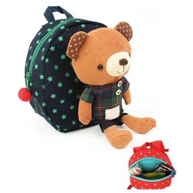 Sac à dos enfant avec laisse de sécurité ourson - bleu foncé