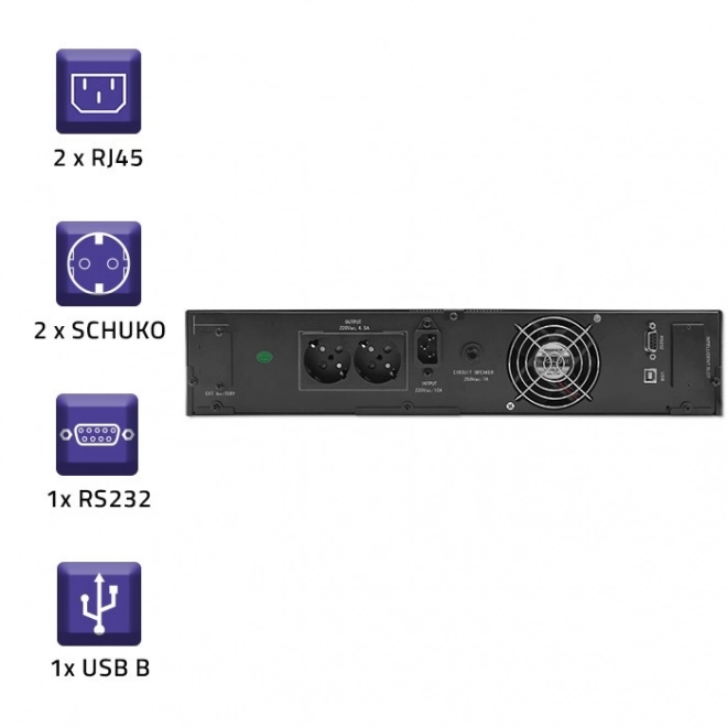 Alimentation de secours UPS RACK 1kVA 800W avec LCD