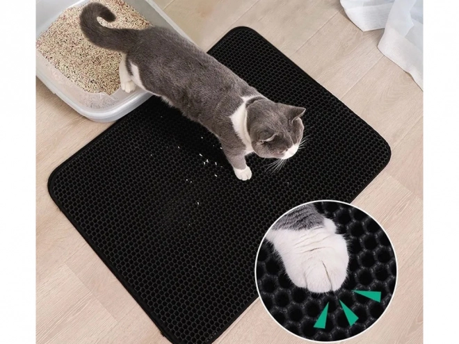 Tapis pour litière de chat avec motif hexagonal