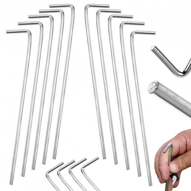 Piquets de tente en acier 24 cm 10 pièces