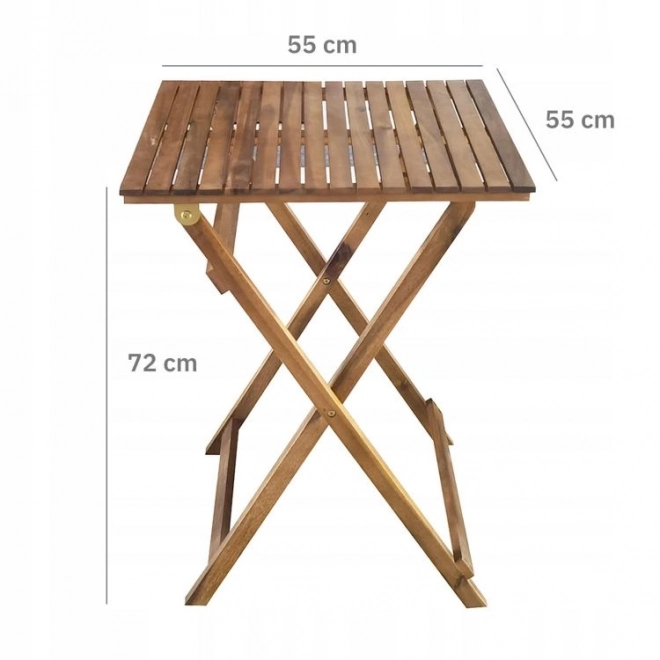 Ensemble de meubles de jardin en bois d'acacia – table et 2 chaises