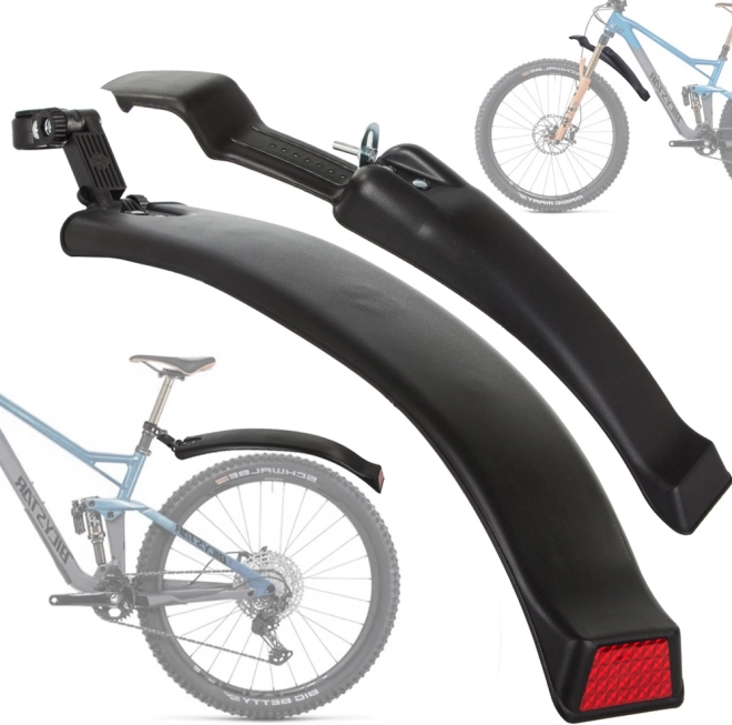 Jeu de garde-boue vélo MTB 24–29″, avant et arrière, noir