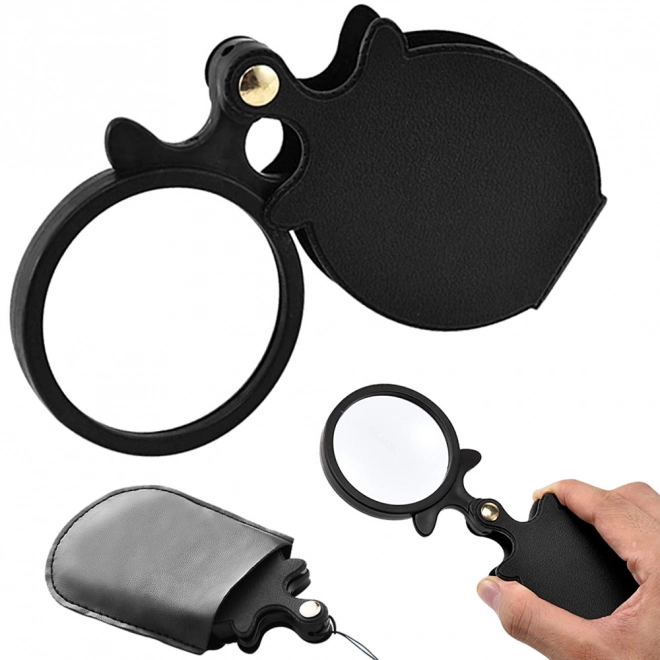 Loupe de poche pliante avec étui et cordelette