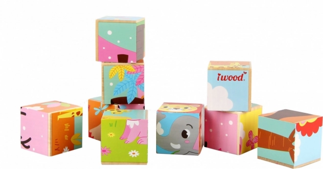 Blocs en Bois Animaux Sauvages Colorés