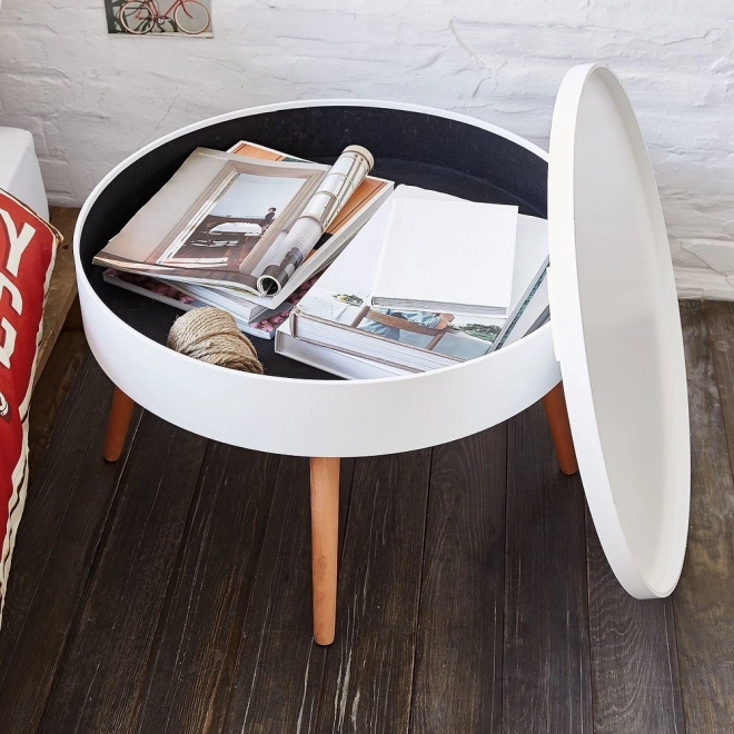 Table basse ronde avec espace de rangement 60 cm