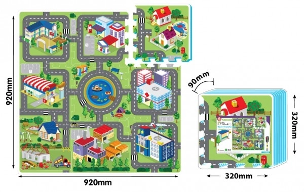 Puzzle en mousse avec motif de ville 9 pcs