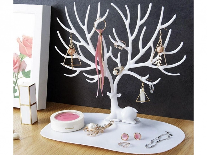 Support à bijoux en forme d'arbre avec espace de rangement