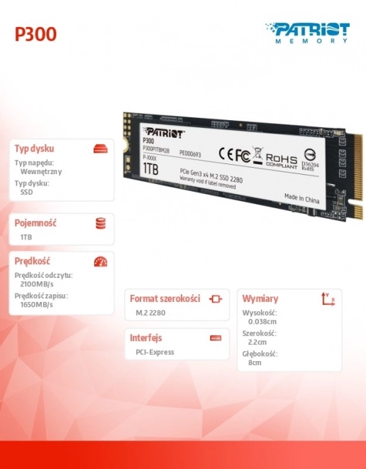Disque SSD interne Patriot P300 1TB