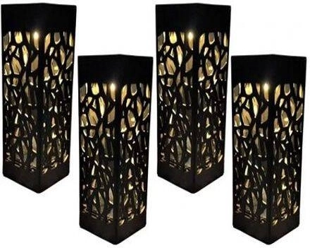 Lanterne de jardin solaire décorative set de 4 pcs avec capteur crépusculaire