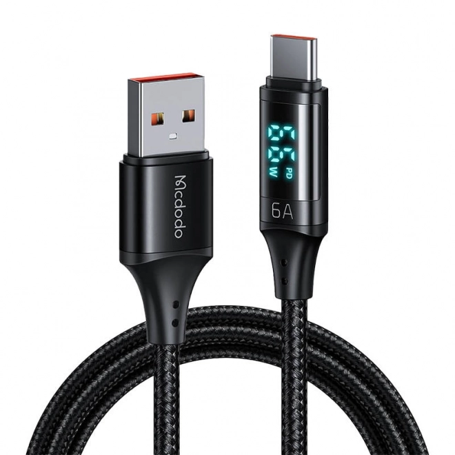 Câble USB vers USB-C Mcdodo CA-1080 avec affichage, 66W, 6A, 1,2 m (noir)