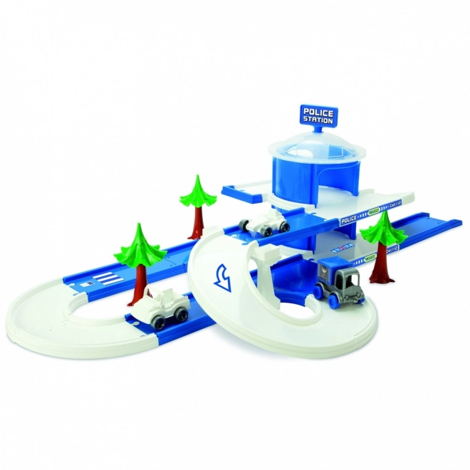 Garage+route Kid Cars 3D Police plastique 3,8m dans une boîte 59x40x15cm 12m+ Wader