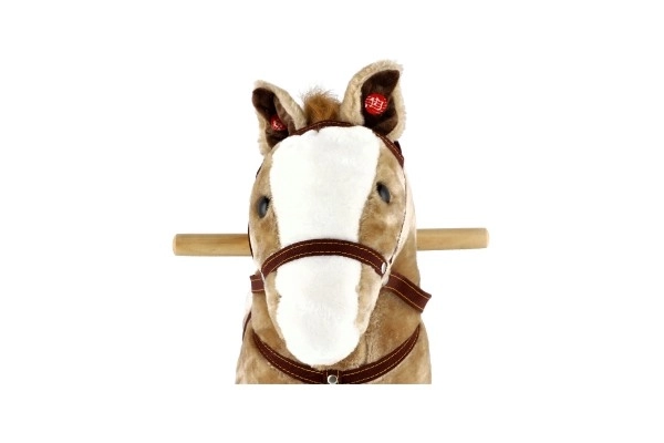 Cheval à bascule en peluche brun clair avec effets