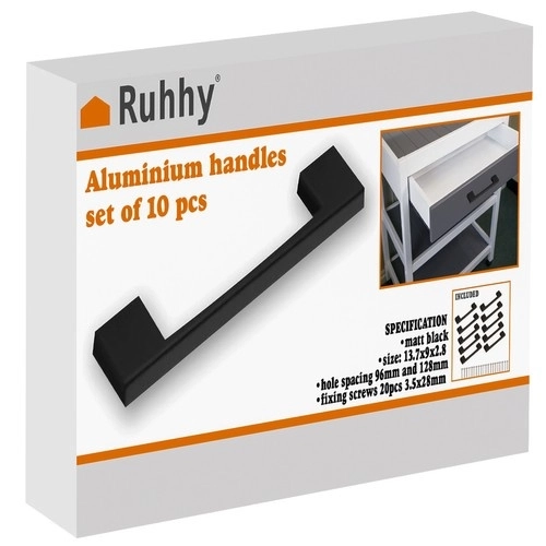 Poignée de meuble noire - 10 pièces. Ruhhy 24190