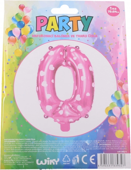 Ballon gonflable chiffre 1 avec petits cœurs – Rose