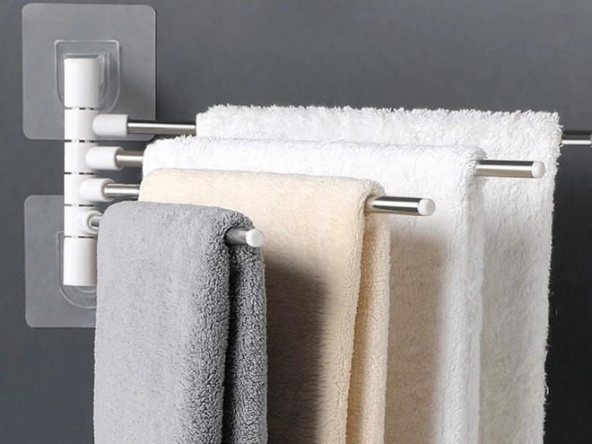 Porte-serviettes de salle de bain avec poignée pivotante