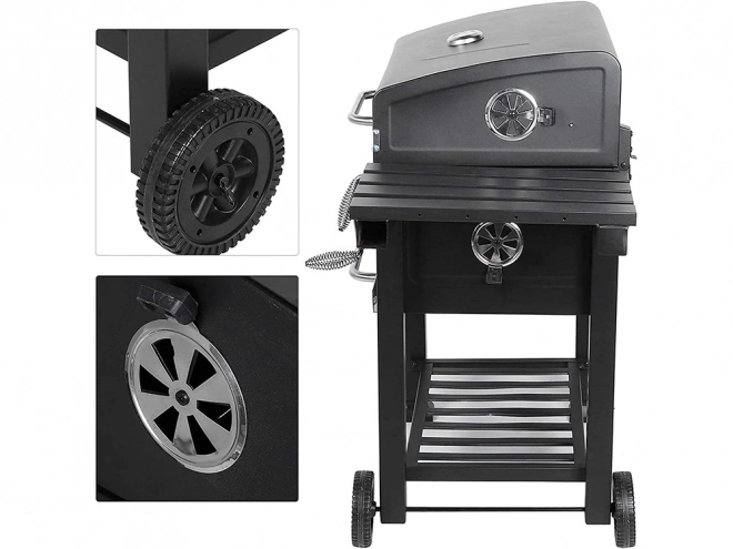 Barbecue de jardin au charbon de bois avec deux grilles et thermomètre