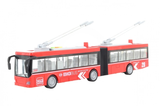 Trolleybus articulé rouge à batteries