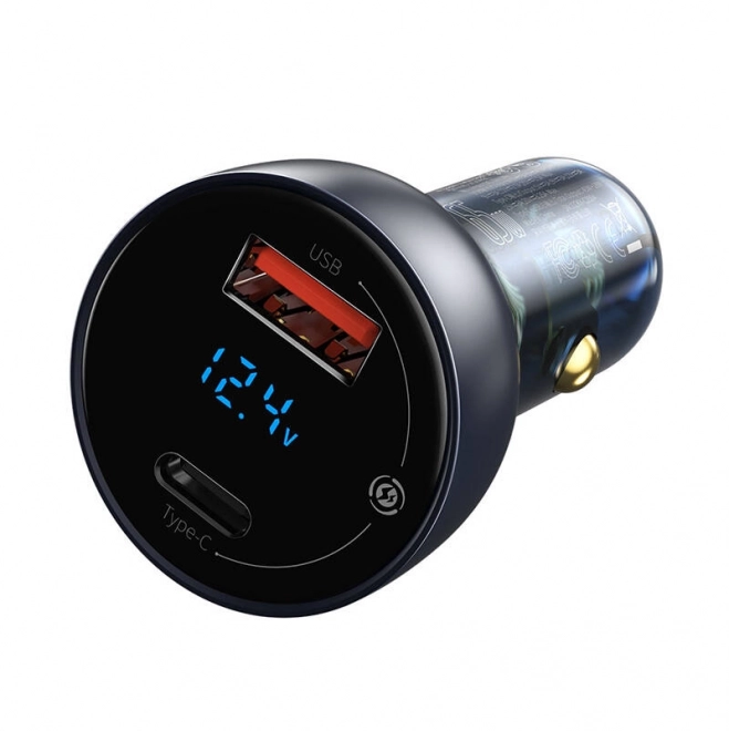 Chargeur de voiture double Baseus avec écran numérique, USB et USB-C, charge rapide 65W