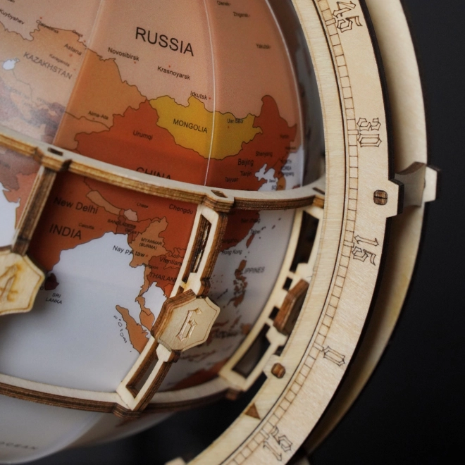 RoboTime Puzzle mécanique 3D en bois Globe lumineux