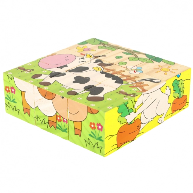 Puzzle éducatif en bois ferme