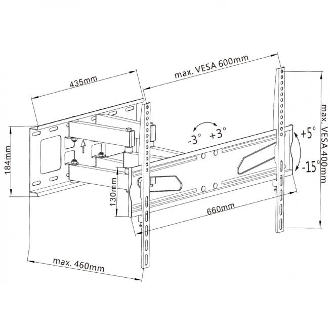 Support TV 37-80 pouces MC-723 45kg universel max. VESA 600x400 noir