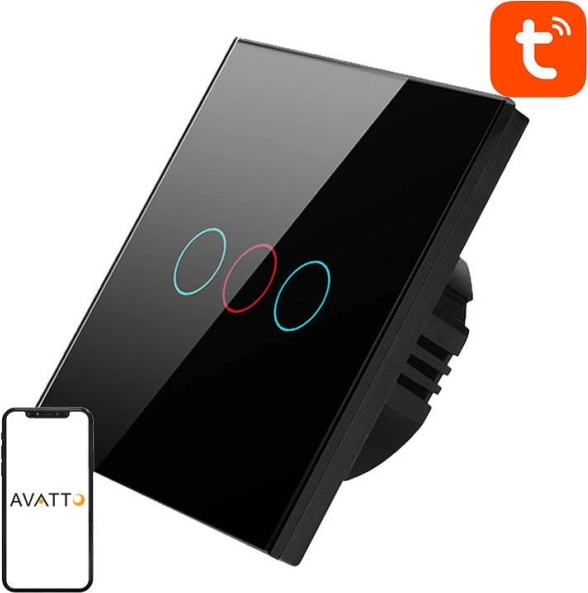 Interrupteur intelligent WiFi Avatto 3 voies TUYA (noir)