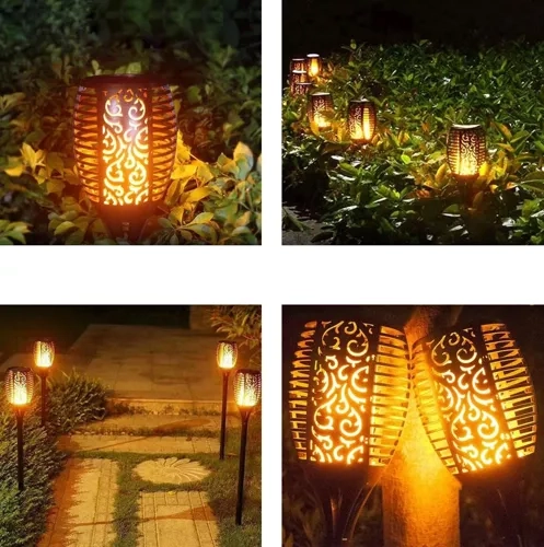 Garlov Lampe de Jardin Solaire - Torche, set de 4 pièces
