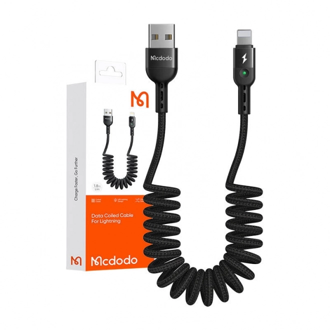 Câble USB-Lightning, Mcdodo CA-6410, ressort, 1,8 m (noir)