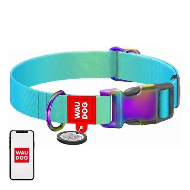 Collier en nylon pour chiens avec code QR WAUDOG, bleu