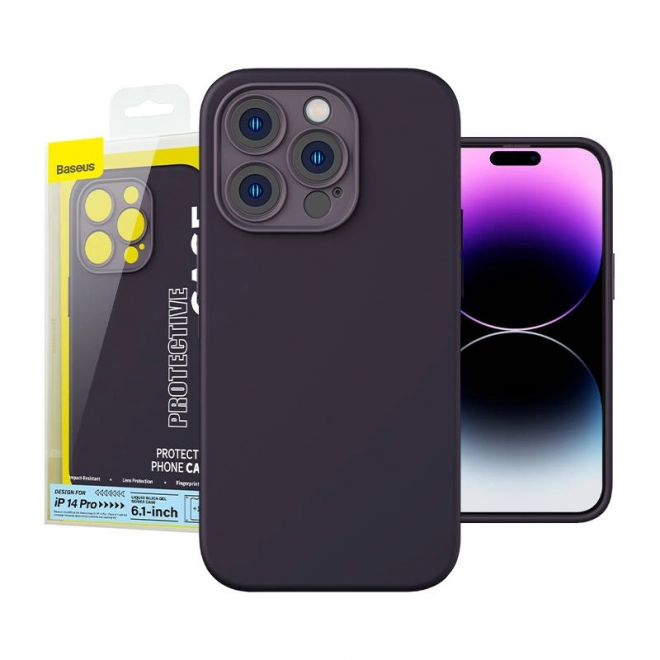 Étui en silicone Baseus pour iPhone 14 Pro avec verre trempé et kit de nettoyage