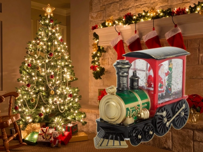 Lanterne de Noël en forme de locomotive avec éclairage LED