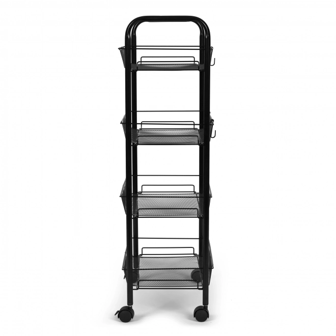 étagère de salle de bain mobile en métal noir avec 4 étagères et roulettes